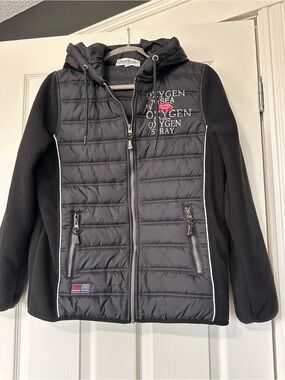 Kids Black Quilted Hooded Puffer Jacket